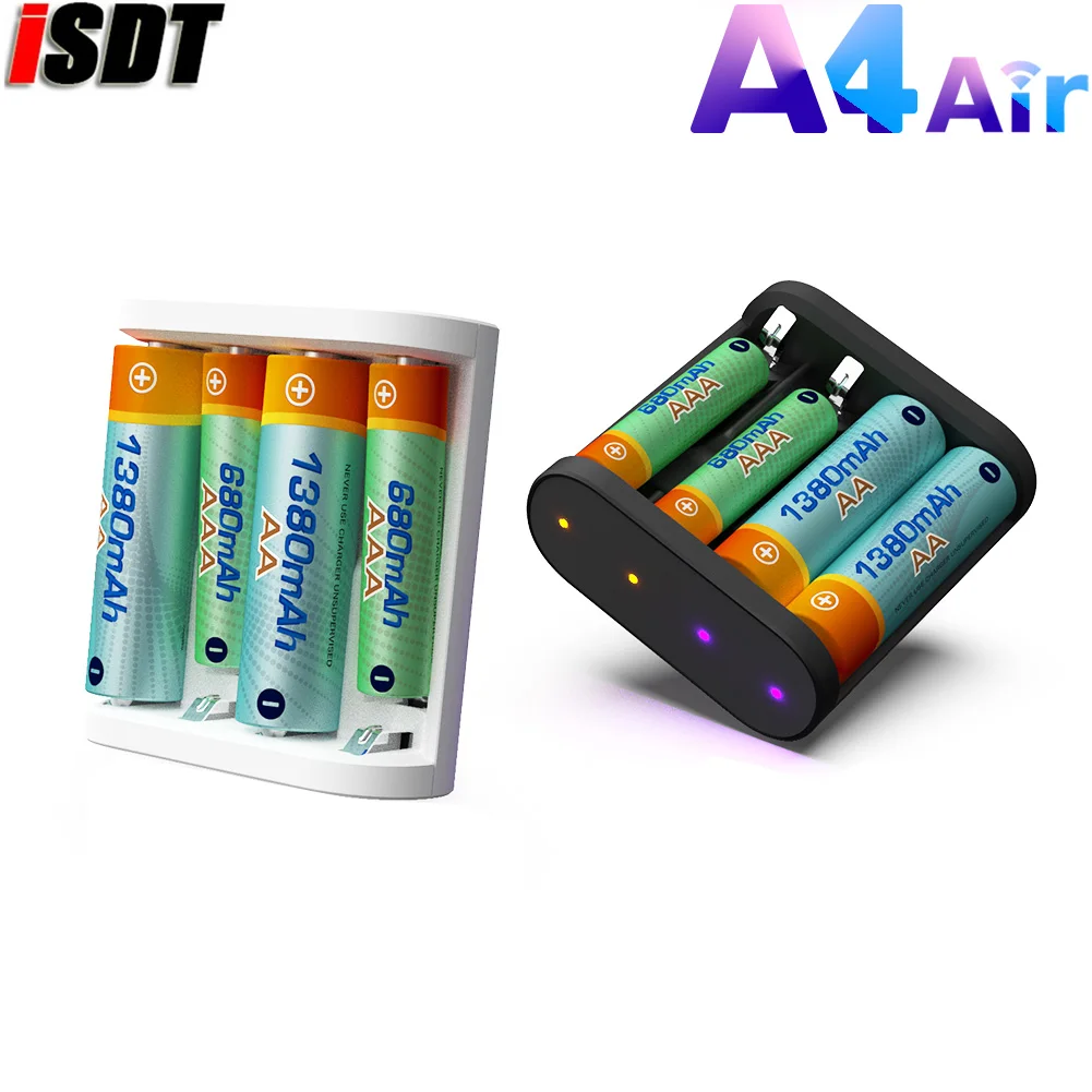 ISDT A4 Air 10W 1.5A DC Smart Battery Charger For AA AAA 10500 12500 NiMH NiCd Li-lon LiFePO4 Battery
ISDT A4 Air 10W 1.5A DC Smart Battery Charger For AA AAA 10500 12500 NiMH NiCd Li-lon LiFePO4 Battery