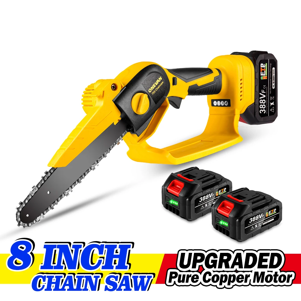 2000W 8 Inch Electric Chain Saw Rechargeable Handheld Pruning Mini Wood Power Tool For Makita 18V Battery By ONEVAN
2000W 8 Inch Electric Chain Saw Rechargeable Handheld Pruning Mini Wood Power Tool For Makita 18V Battery By ONEVAN