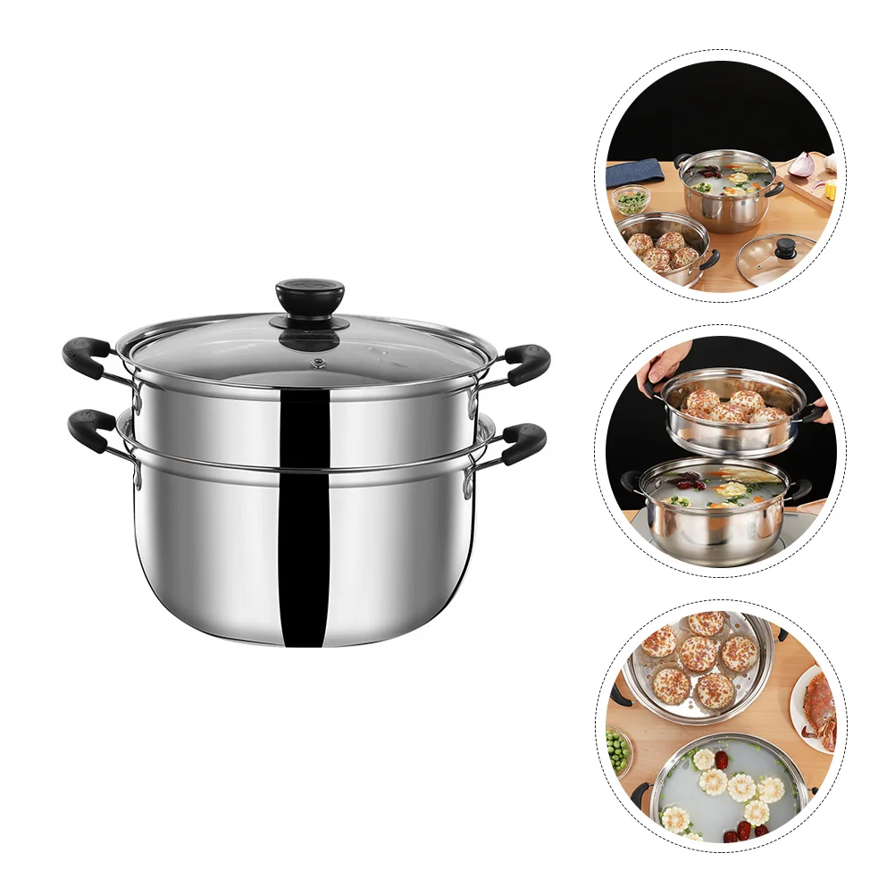 

Soup Pot Work Stainless Steel Cooking Utensils Stock Pots Nonstick Healthy Cookware Steamer