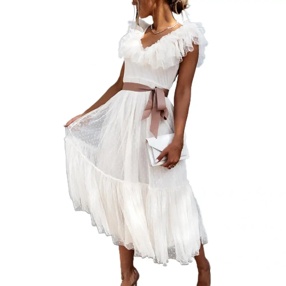 Fashion Women Dress Short Sleeve Breathable Dress Short Sleeve Belt Large Hem Dress
Fashion Women Dress Short Sleeve Breathable Dress Short Sleeve Belt Large Hem Dress