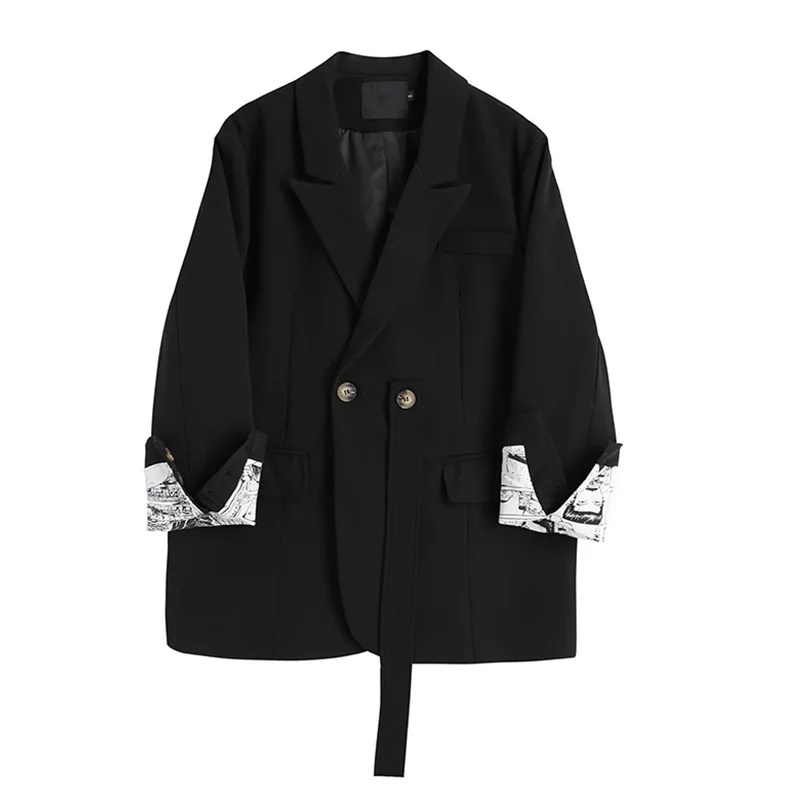 Vintage Floral Print Contrast Stitching Black Suit Jacket Women Spring Casual Lapel Long Sleeve Double Breasted Blazers Outwear
Vintage Floral Print Contrast Stitching Black Suit Jacket Women Spring Casual Lapel Long Sleeve Double Breasted Blazers Outwear