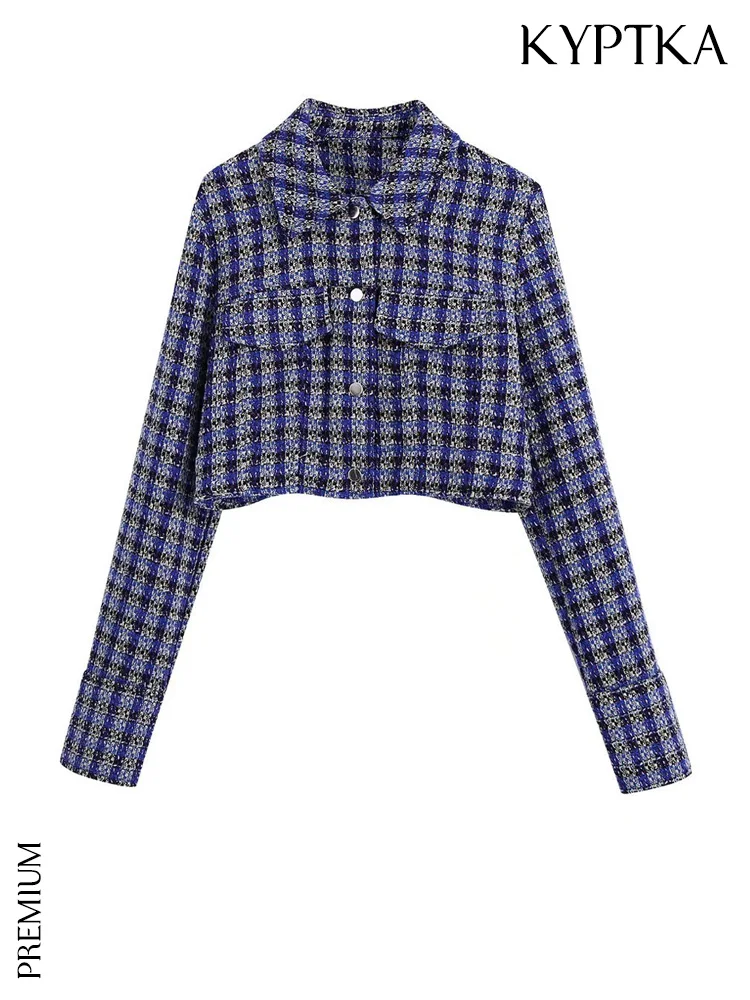 KYPTKA Women Fashion Tweed Cropped Jacket Coat Vintage Long Sleeve Snap-button Female Outerwear Chic Tops 
KYPTKA Women Fashion Tweed Cropped Jacket Coat Vintage Long Sleeve Snap-button Female Outerwear Chic Tops