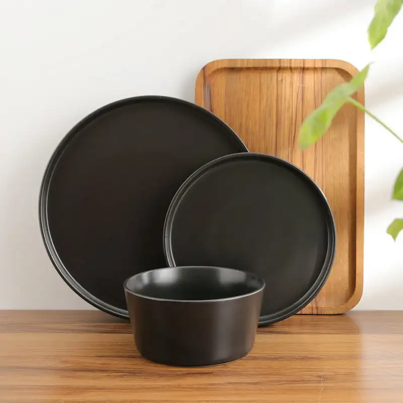 

Камень Lain Cecile, керамическая посуда, 12 предметов, цвет черный, CB столовый набор, подарок для ресторана и дома