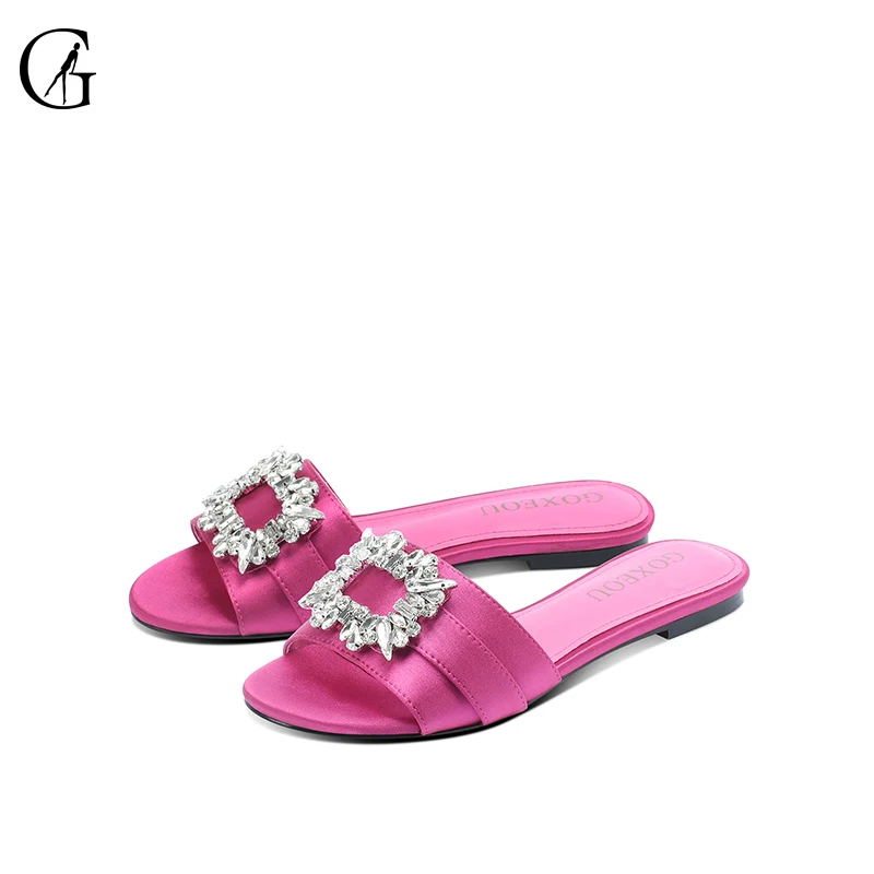 GOXEOU Women's Slippers Satin Summer Open Toe Slip-on Luxury Rahinestone Diamond Shoes Party Flat Slippers Size 32-46
GOXEOU Women's Slippers Satin Summer Open Toe Slip-on Luxury Rahinestone Diamond Shoes Party Flat Slippers Size 32-46