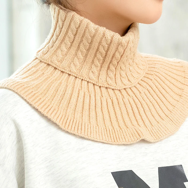 

Turtleneck Knitt False Collars Knitted Fake Collar Wool Scarf for Women Detachable Collar Scarf Warm Winter Windproof Wrap Scarf