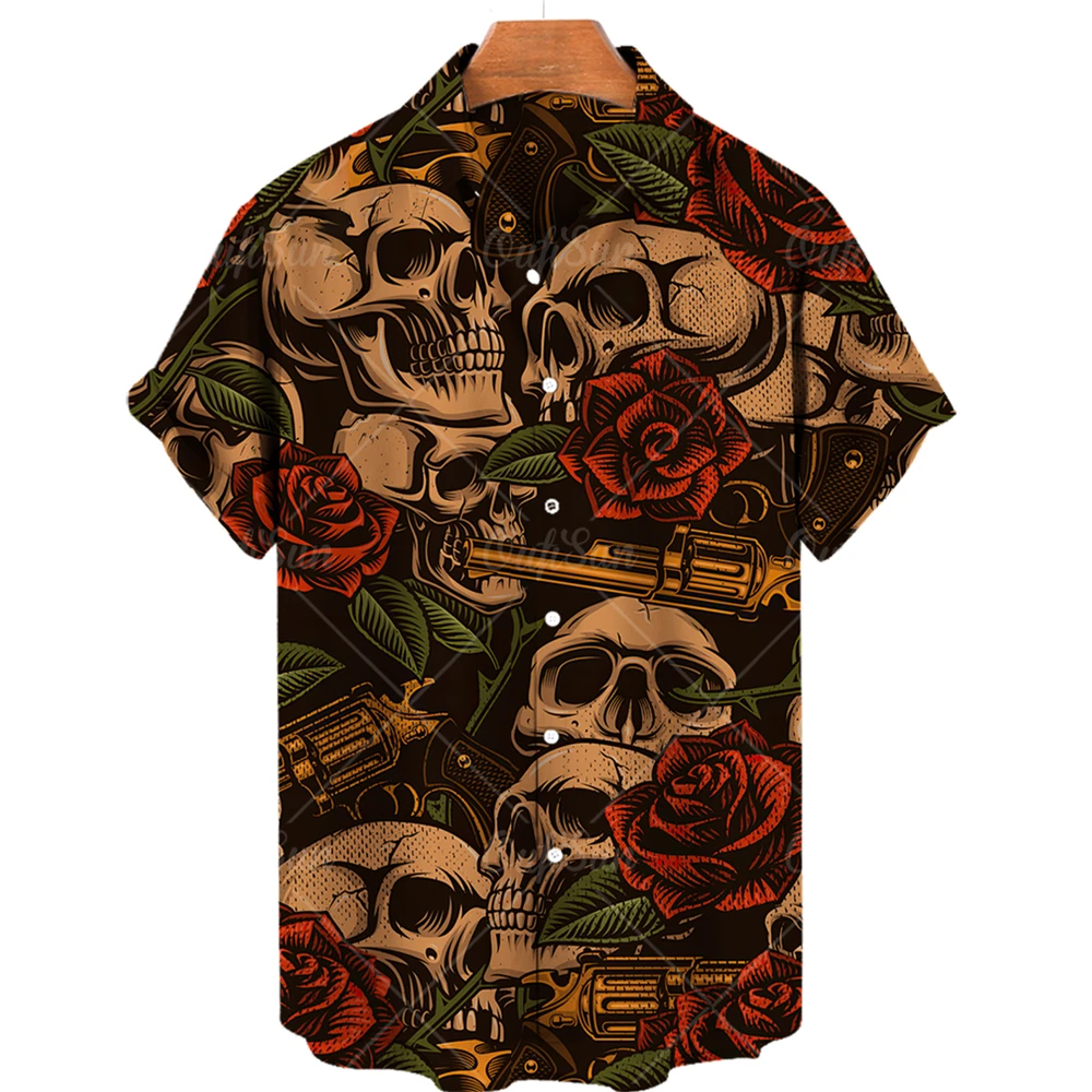 Men's Hawaiian Shirts Lapel Loose Tops 3D Skull Print Shirts Women Shirts New Breathable Summer Short Sleeve Oversized Clothing
Men's Hawaiian Shirts Lapel Loose Tops 3D Skull Print Shirts Women Shirts New Breathable Summer Short Sleeve Oversized Clothing