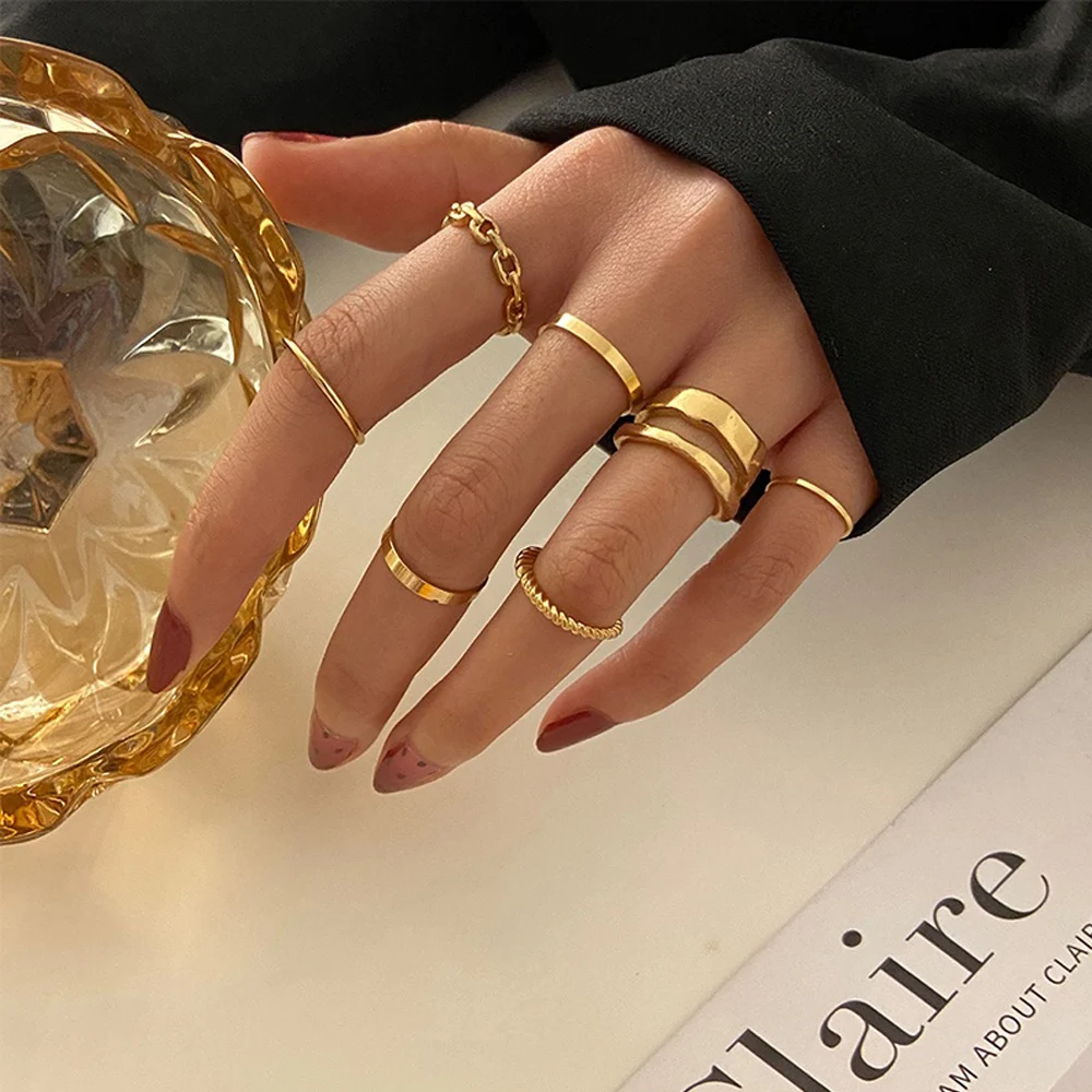 7Pcs Jewelry Rings Set Korea Fashion Metal Alloy Hollow Round Cuff Opening Women Finger Ring For Girl Lady Party Wedding Gifts
7Pcs Jewelry Rings Set Korea Fashion Metal Alloy Hollow Round Cuff Opening Women Finger Ring For Girl Lady Party Wedding Gifts