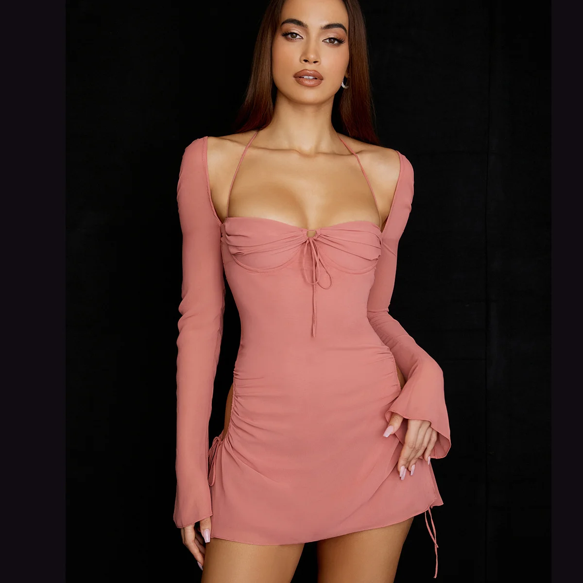 Women elgant long Sleeve Dress 2022 new summer Romantic Hollow Out Halter Neck Slit Sexy Mini Dresses
Women elgant long Sleeve Dress 2022 new summer Romantic Hollow Out Halter Neck Slit Sexy Mini Dresses