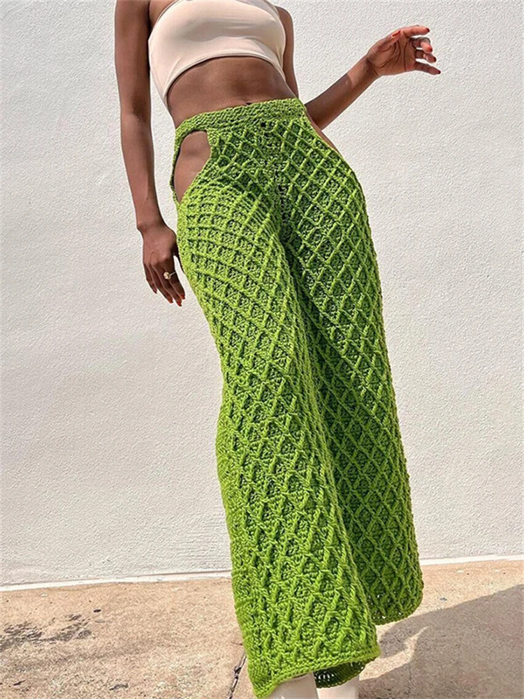Yesikey Knitted Hollow Out Pants Women Sexy Hipster Holes See Through Stretchy Solid Straight Pants Female Streetwear Bottoms
Yesikey Knitted Hollow Out Pants Women Sexy Hipster Holes See Through Stretchy Solid Straight Pants Female Streetwear Bottoms