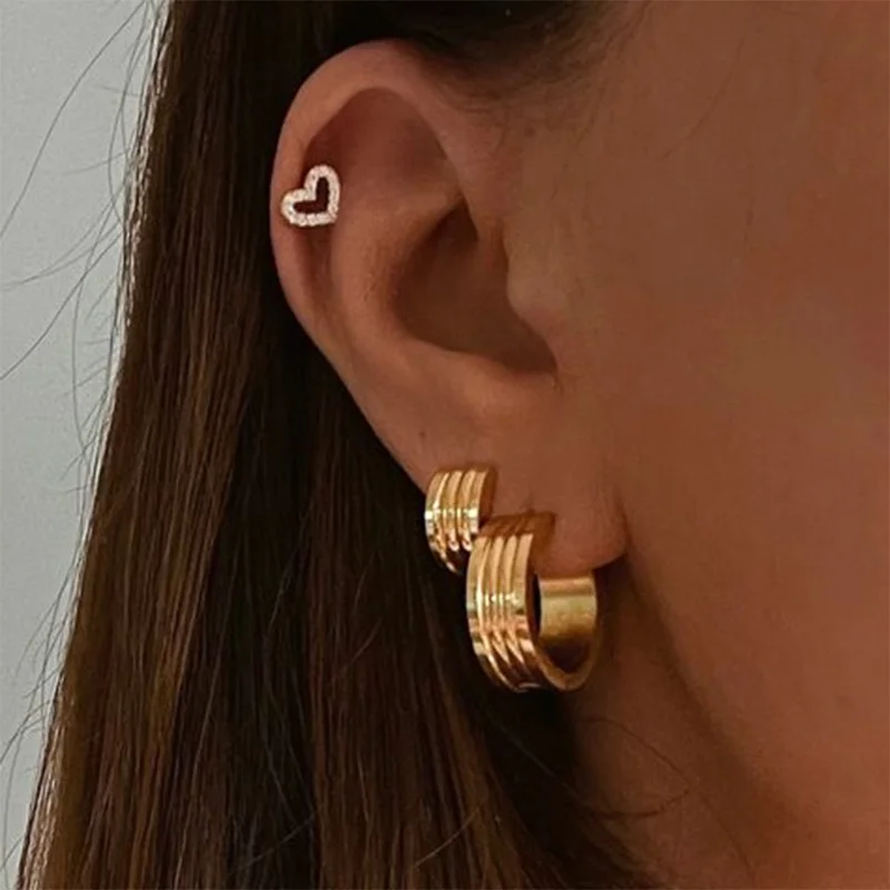 Minar Personality Striped Geometric Chunky Hoop Earrings for Women Man Unisex 18K Gold Plated Titanium Steel Earring Jewelry
Minar Personality Striped Geometric Chunky Hoop Earrings for Women Man Unisex 18K Gold Plated Titanium Steel Earring Jewelry