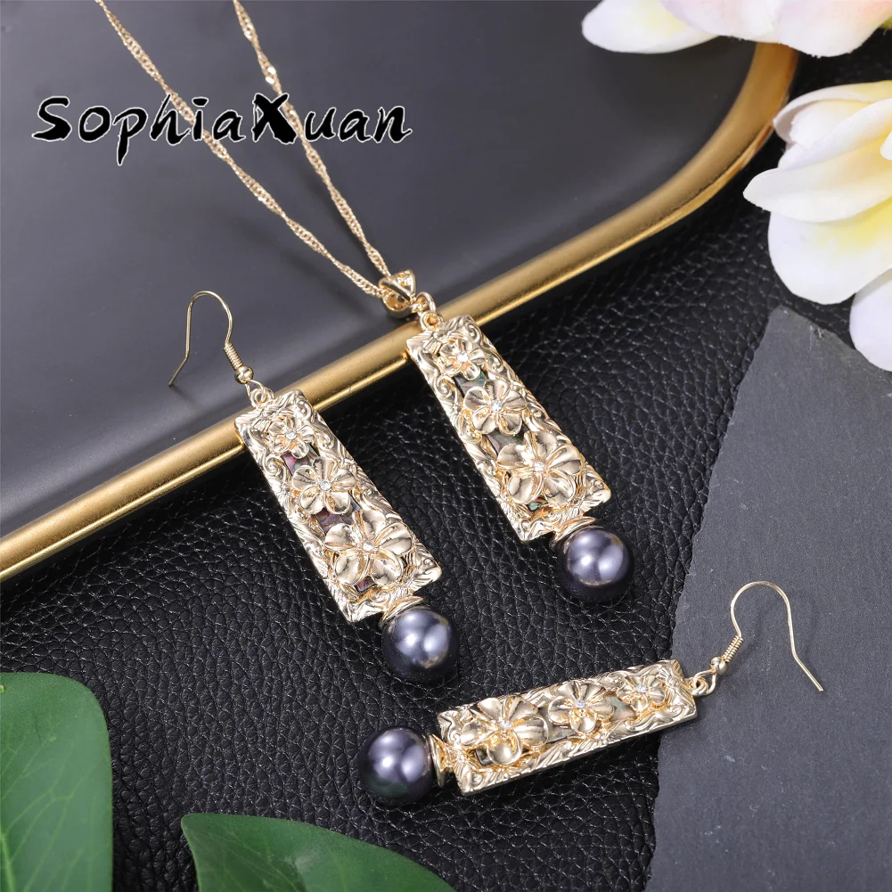 

SophiaXuan Bohemia Vintage Pendant Necklace 2022 Hawaiian New Pearl Accessories Set Elegant Luxury Women's Jewelry Sets for Gift