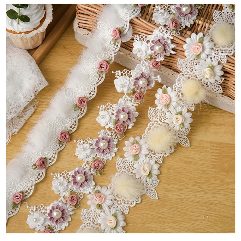 Lace Ribbon For Wedding Decor Dress Bag DIY Sewing Accessories Beaded Applique White 3D Flower Embroidery Lace Fabric And Crafts
Lace Ribbon For Wedding Decor Dress Bag DIY Sewing Accessories Beaded Applique White 3D Flower Embroidery Lace Fabric And Crafts