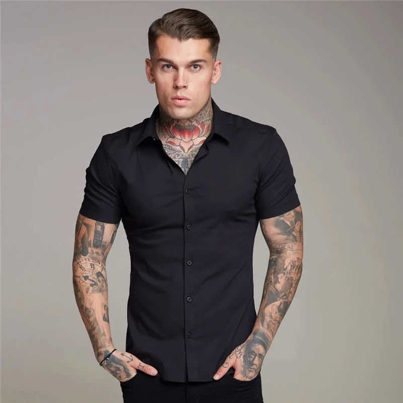 New Summer Men Shirt Short SleeveTops Solid Fitness Stand Collar Super Slim Fit Business Dress Casual Shirt Solid Tops For male
New Summer Men Shirt Short SleeveTops Solid Fitness Stand Collar Super Slim Fit Business Dress Casual Shirt Solid Tops For male
