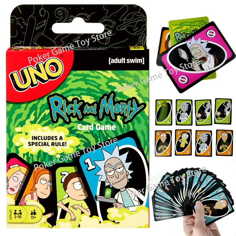 Mattel UNO Morties Cartoon Ricks Theme Table Board Game Playing Card Family Funny Entertainment Poker Toys Kids Birthday Gifts
Mattel UNO Morties Cartoon Ricks Theme Table Board Game Playing Card Family Funny Entertainment Poker Toys Kids Birthday Gifts