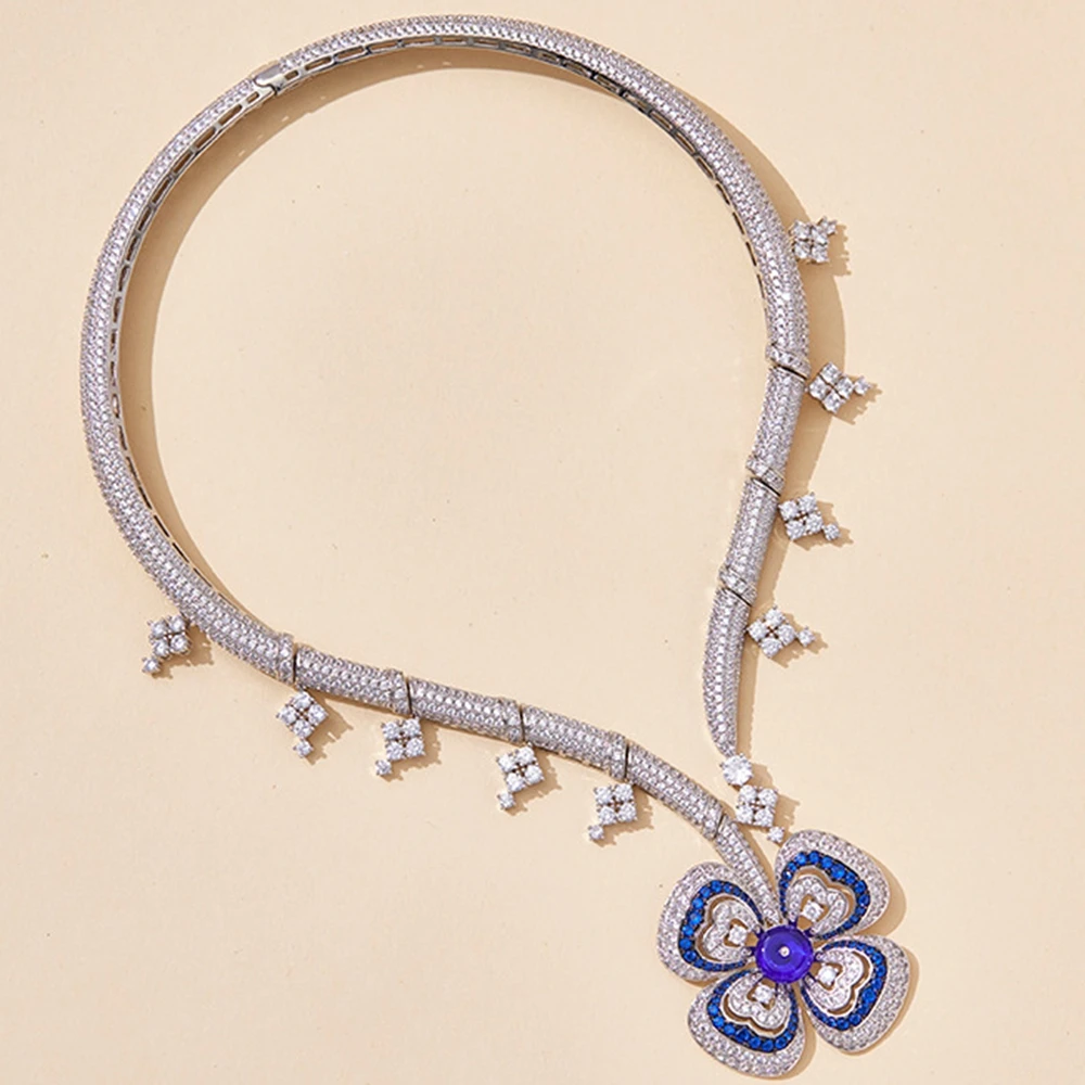 Dubai Fashion Women's Zirconia Crystal Green Blue Yellow Flower Choker Necklace Luxury Designer Wedding Party Jewellery
Dubai Fashion Women's Zirconia Crystal Green Blue Yellow Flower Choker Necklace Luxury Designer Wedding Party Jewellery