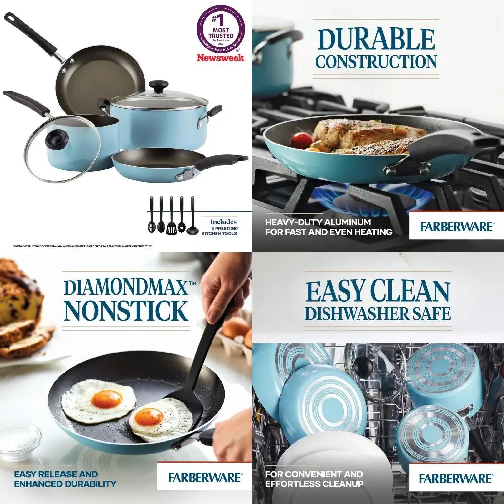 Elegant Aqua Nonstick Aluminum 11-Piece Cookware Pots & Pans Set - Enjoy Healthy Cooking Enjoyment with Style!
Elegant Aqua Nonstick Aluminum 11-Piece Cookware Pots & Pans Set - Enjoy Healthy Cooking Enjoyment with Style!