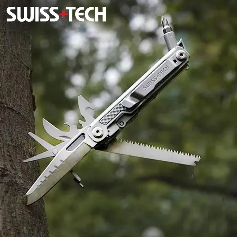 

SWISS TECH 11 in 1 Mini Multitool Folding Knife EDC Tactical Camping Survival Tools Outdoor Pocket Knife Scissors Screwdriver