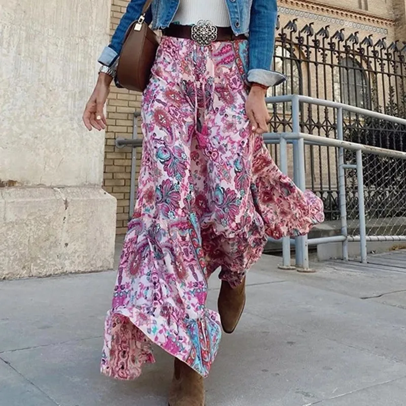 Summer High Waist Long Printed A-Line Skirt Floral Skirt Women Casual Beach Female Boho Elastic Waist Holiday Maxi Skirts
Summer High Waist Long Printed A-Line Skirt Floral Skirt Women Casual Beach Female Boho Elastic Waist Holiday Maxi Skirts