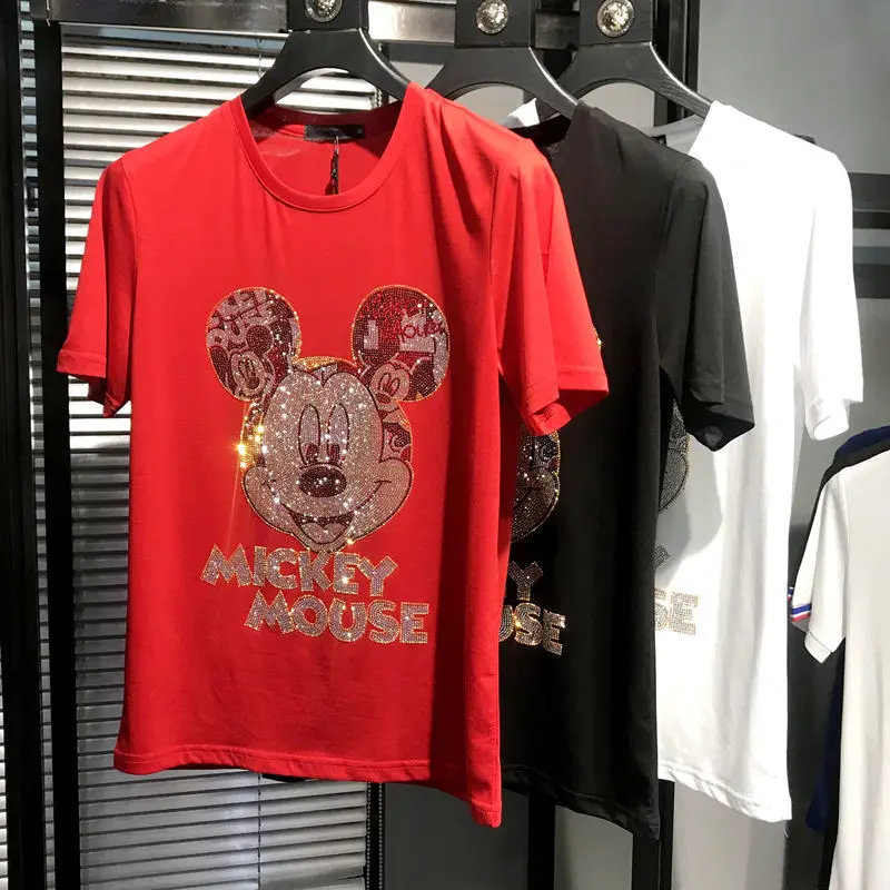 disney Mickey Men's couple Mickey short sleeve T-shirt trend Black and white fashion casual clothes
disney Mickey Men's couple Mickey short sleeve T-shirt trend Black and white fashion casual clothes