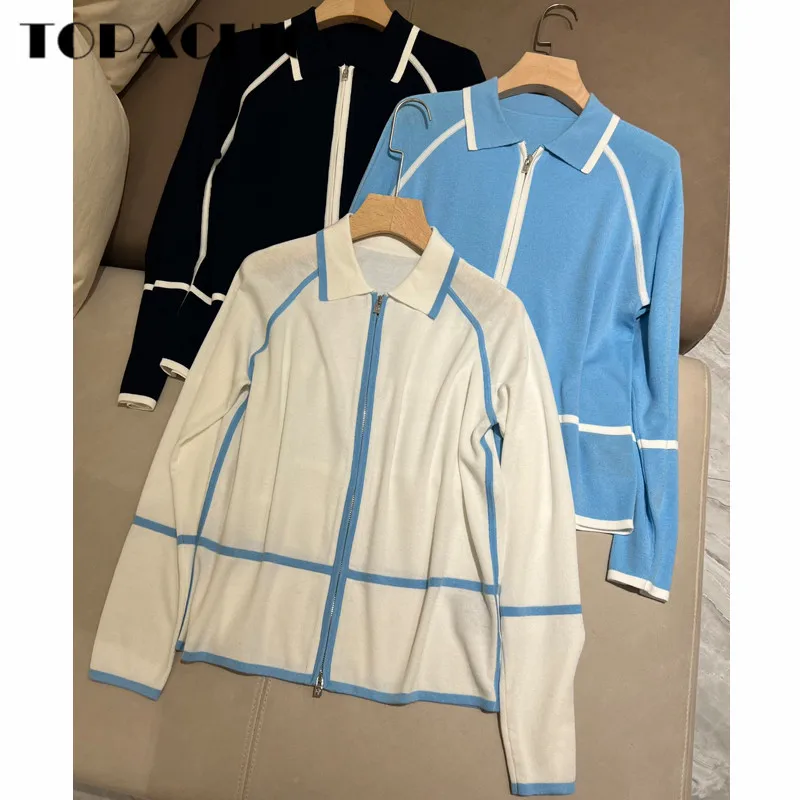 6.27 High Quality Contrast Color Striped Lapel Long Sleeve Double Zipper Short Cashmere Knitted Cardigan Women
6.27 High Quality Contrast Color Striped Lapel Long Sleeve Double Zipper Short Cashmere Knitted Cardigan Women