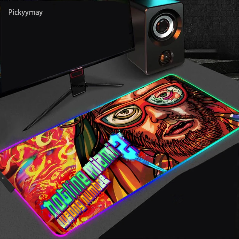 

RGB Mouse Pad Hotline Miami Gaming Accessories Computer Large Mousepad Gamer Rubber Carpet Play Desk Mats With Backlit CSGO LOL