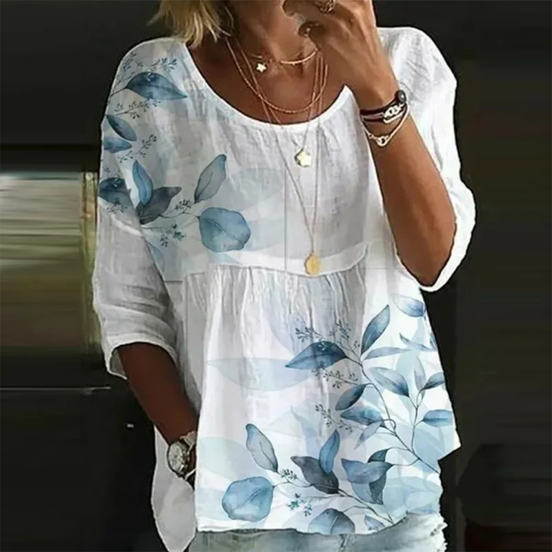 Women Casual Crew Neck Cotton Linen Blouse Spring Elegant Floral Print Office Lady Shirt Vintage Long Sleeve Loose Tops Pullover
Women Casual Crew Neck Cotton Linen Blouse Spring Elegant Floral Print Office Lady Shirt Vintage Long Sleeve Loose Tops Pullover