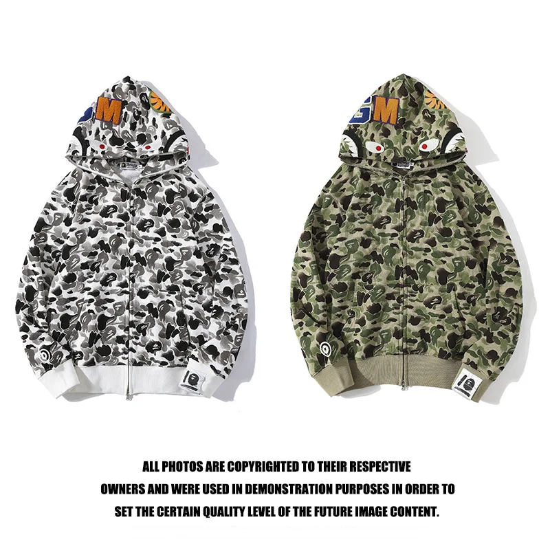 High Quality Men'S Bape Shark Embroidery Hoodie Japanese Fashion Brand Ape Head Men'S Camouflage Casual Pants Suit
High Quality Men'S Bape Shark Embroidery Hoodie Japanese Fashion Brand Ape Head Men'S Camouflage Casual Pants Suit