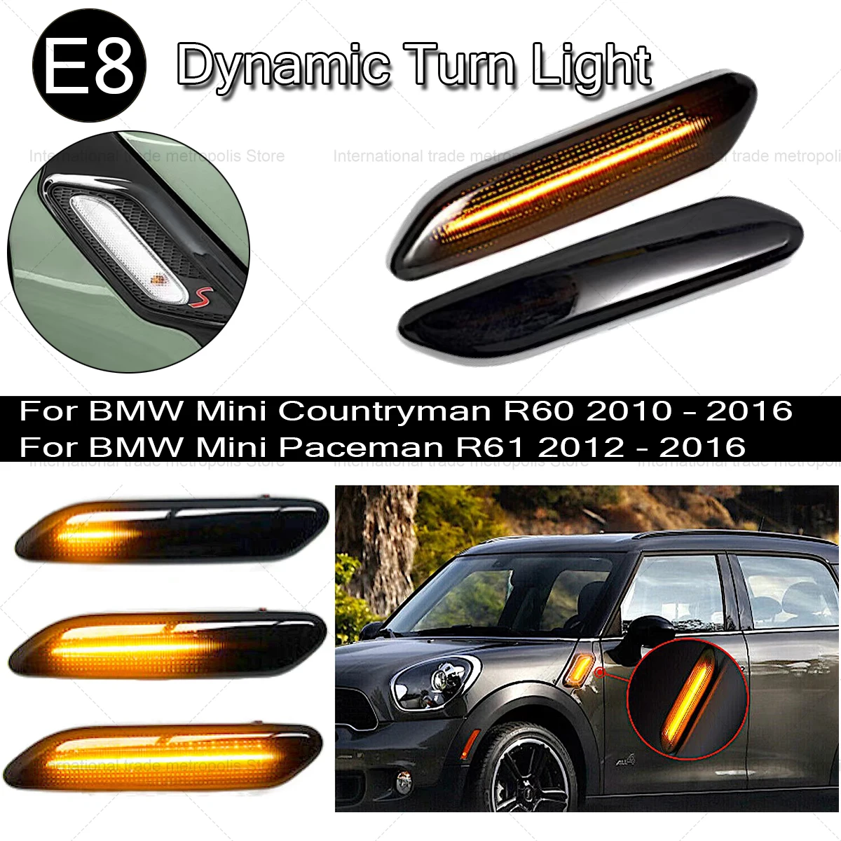Для BMW MINI COOPER R60 R61 COUNTRYMAN PACEMAN динамический прокрутка Мигающий Светодиодный Боковой габаритный индикатор лампа указателя поворота освещение ... 
Для BMW MINI COOPER R60 R61 COUNTRYMAN PACEMAN динамический прокрутка Мигающий Светодиодный Боковой габаритный индикатор лампа указателя поворота освещение ...