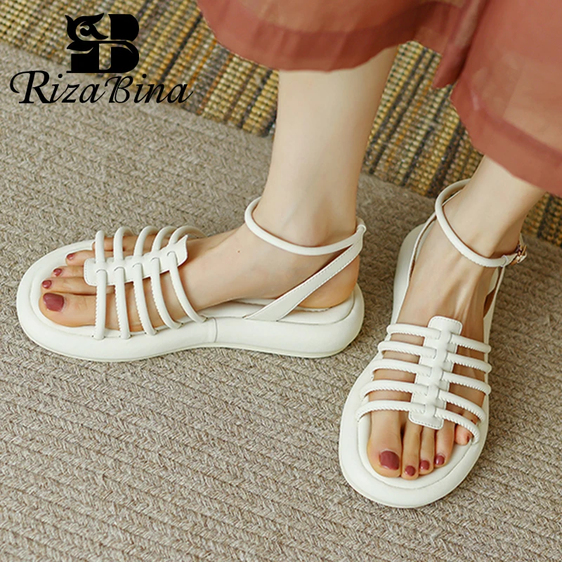 RIZABINA Genuine Leather Sandals For Women 2022 Flat Heels Shoes Woman Outdoor Casual Daily Fashion Summer Footwear Size 34-39
RIZABINA Genuine Leather Sandals For Women 2022 Flat Heels Shoes Woman Outdoor Casual Daily Fashion Summer Footwear Size 34-39