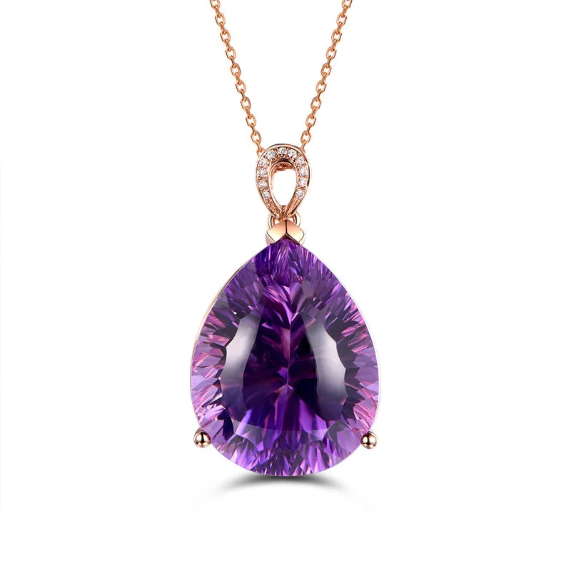 European and American Necklace Women Color Treasure Creative Amethyst Drop Shaped Large Gem Pendant Fashion Collarbone Chain
European and American Necklace Women Color Treasure Creative Amethyst Drop Shaped Large Gem Pendant Fashion Collarbone Chain