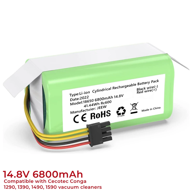 Li-ion battery 14.8V 6800mAh Compatible with Cecotec Conga 1290,1390,1490, vacuum cleaners(Not compatible with Conga 950 990 )
Li-ion battery 14.8V 6800mAh Compatible with Cecotec Conga 1290,1390,1490, vacuum cleaners(Not compatible with Conga 950 990 )