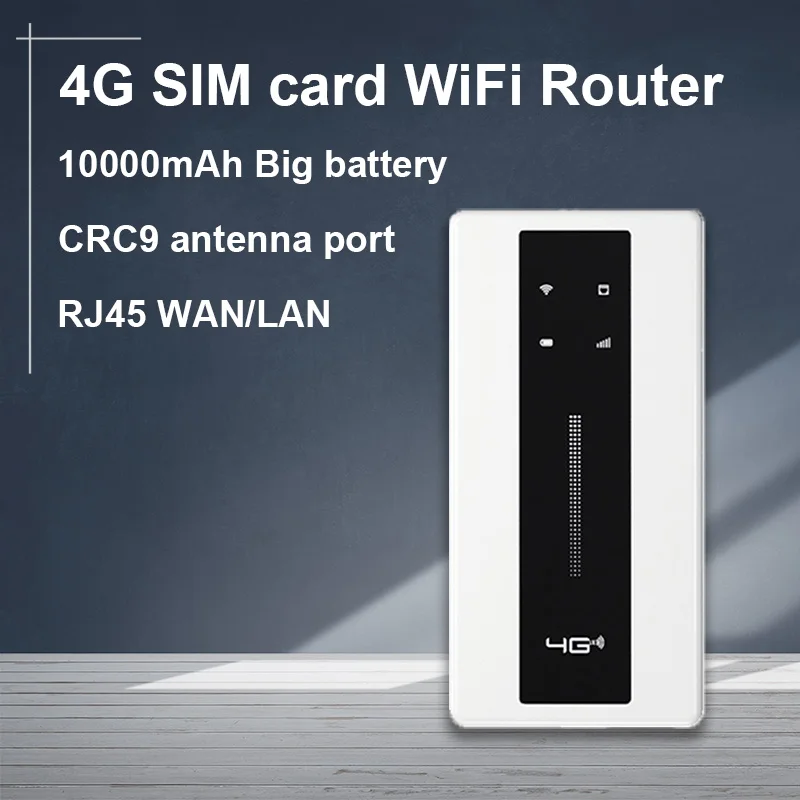 

4G SIM card wifi router 10000mAh Big battery lte modem travel pocket MIFI hotspot RJ45 Port CRC9 antenna port portable WiFi