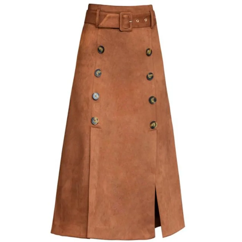 New Autumn Fashion Suede A-Line Skirt Women High Waist Split Knee Length Double Breasted Office Lady Plus Size
New Autumn Fashion Suede A-Line Skirt Women High Waist Split Knee Length Double Breasted Office Lady Plus Size