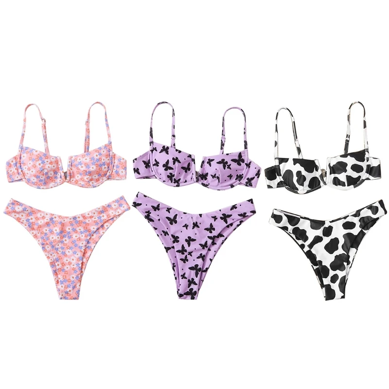 Women Sexy 2pcs Set V-Neck Underwire Padded Swimsuit Boho Floral for butterfly Cow Print Bathing
Women Sexy 2pcs Set V-Neck Underwire Padded Swimsuit Boho Floral for butterfly Cow Print Bathing