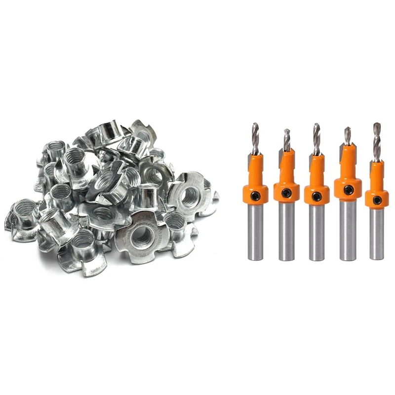 50Pcs M8 Metal Captive T Nuts Pronged Tee Blind Nuts Metric & 5Pcs Wood Hole Drill Bit,8Mm Shank Countersink Drill Bit
50Pcs M8 Metal Captive T Nuts Pronged Tee Blind Nuts Metric & 5Pcs Wood Hole Drill Bit,8Mm Shank Countersink Drill Bit