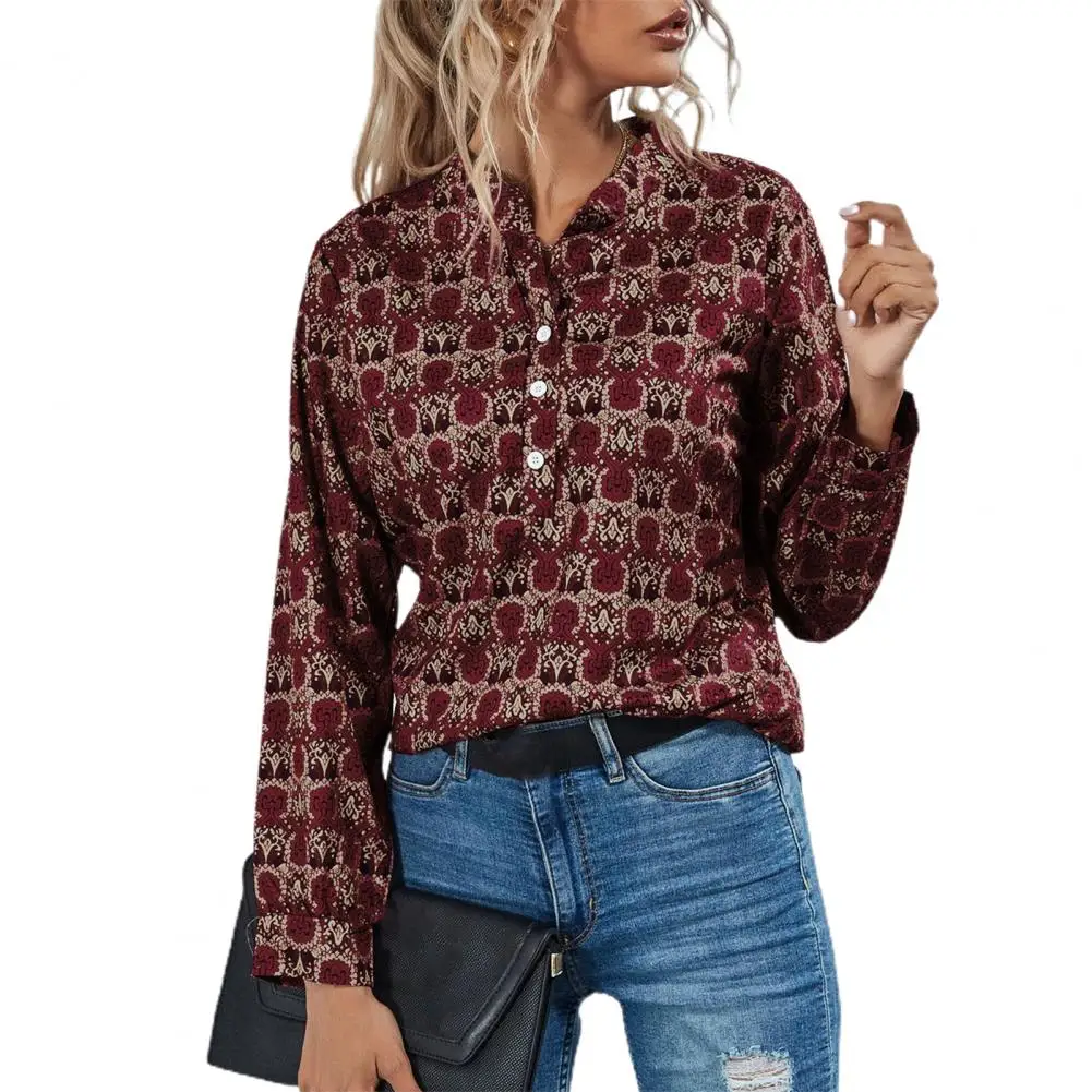 Fine Sewing Crafts Loose Fit Buttons Half Placket Vintage Geometry Printing Lady Shirt Shirt Top Female Clothing
Fine Sewing Crafts Loose Fit Buttons Half Placket Vintage Geometry Printing Lady Shirt Shirt Top Female Clothing