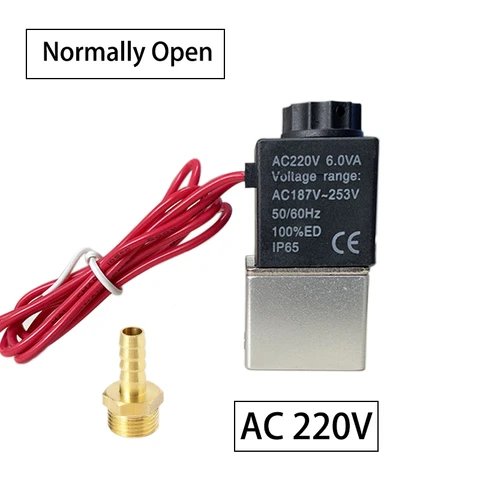 Латунный Φ 4 мм нормально открытый латунный электромагнитный клапан 1/8 дюйма 12 В 24 в 110 В 220 В 2-сторонние пневматические клапаны для воды двухсторонние