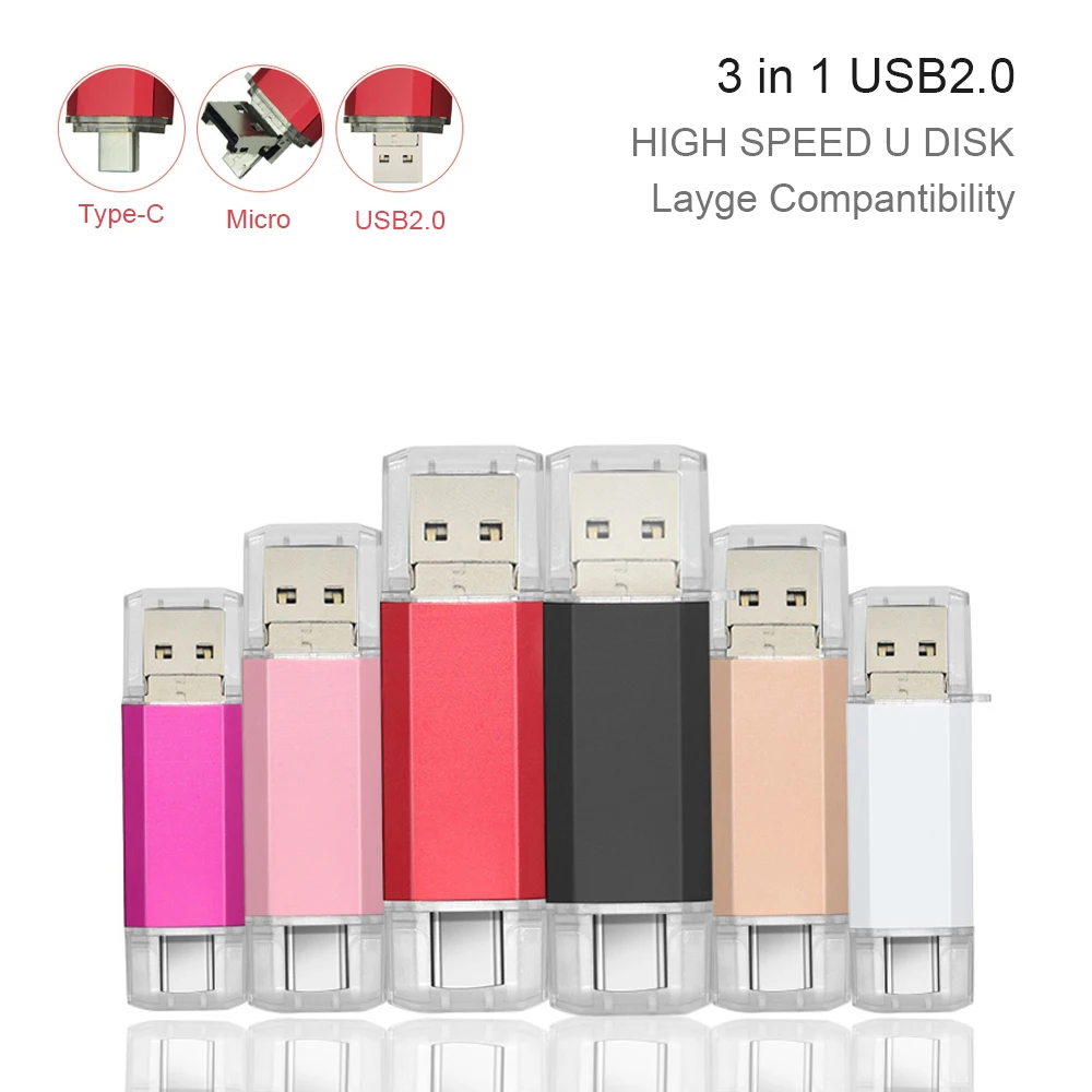 Android Type-C 3 in 1 USB Flash Drives Type-C & Micro 128GB 64GB 32GB 16GB Pendrives Pen Drive Cle For Phone/PC gifts
Android Type-C 3 in 1 USB Flash Drives Type-C & Micro 128GB 64GB 32GB 16GB Pendrives Pen Drive Cle For Phone/PC gifts