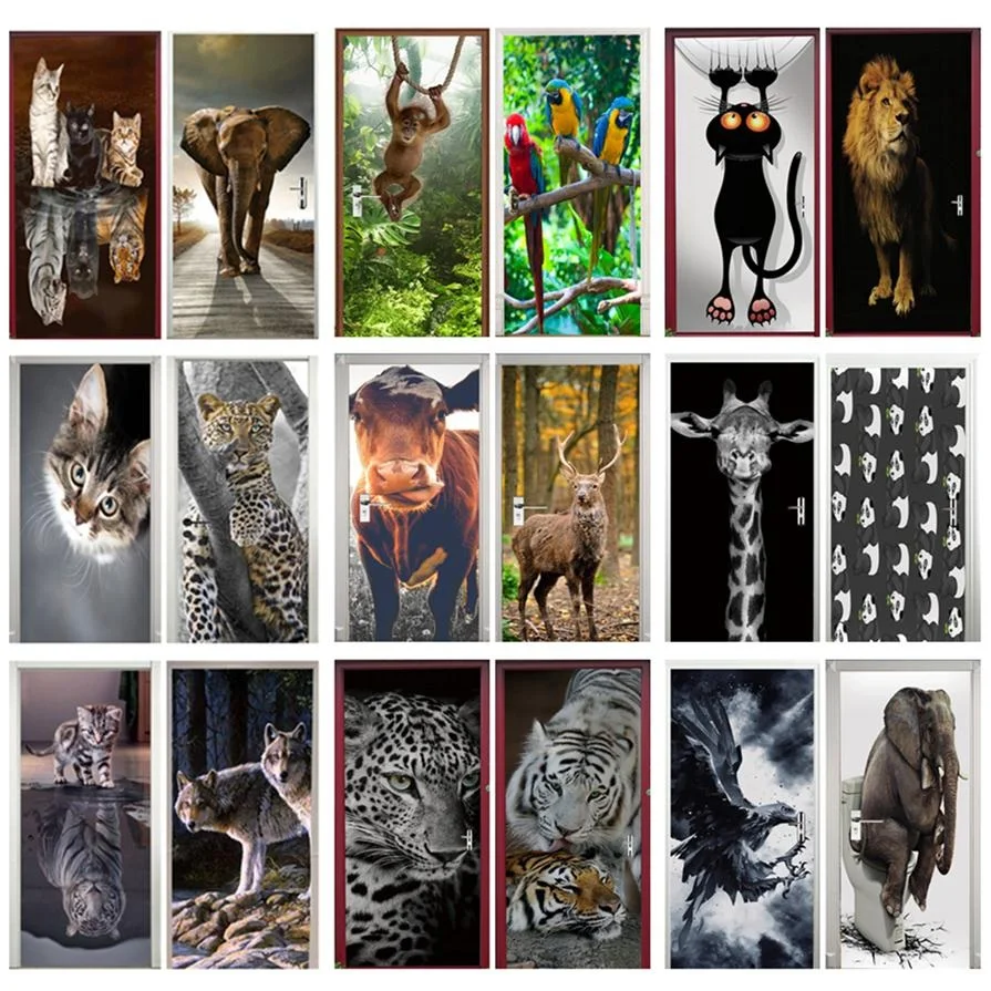 Animal Door Sticker Cat Tiger Deer Leopard Wallpaper Custom Doors Poster Wall Decal Adhesive 3D Home Design Decor deurstickers 
Animal Door Sticker Cat Tiger Deer Leopard Wallpaper Custom Doors Poster Wall Decal Adhesive 3D Home Design Decor deurstickers