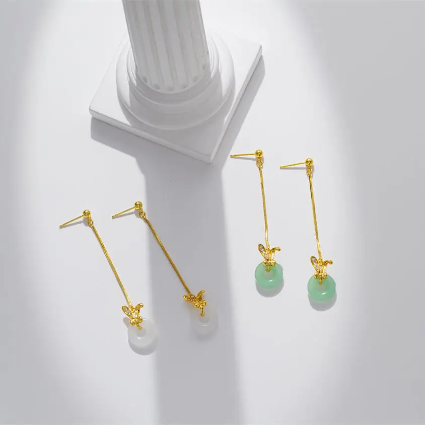 Gold Color Rabbit Hetian Jade Peace Buckle Tassels Earrings For Women Round Jewelry Girls Gift Dropshipping Wholesale 
Gold Color Rabbit Hetian Jade Peace Buckle Tassels Earrings For Women Round Jewelry Girls Gift Dropshipping Wholesale