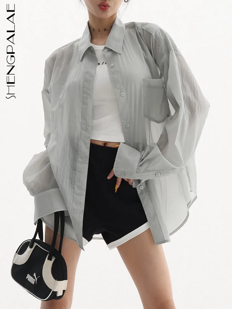 SHENGPALAE Fashion Women's Shirt Lapel Single Breasted Full Sleeve Sunscreen Solid Color Thin Blouse Summer 2023 New Tide 5R4449
SHENGPALAE Fashion Women's Shirt Lapel Single Breasted Full Sleeve Sunscreen Solid Color Thin Blouse Summer 2023 New Tide 5R4449