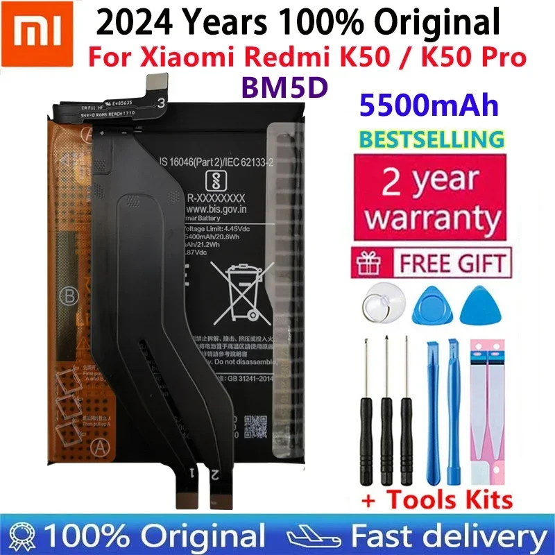 100% оригинальный новый высококачественный аккумулятор Xiao Mi 5500 мАч BM5D для Xiaomi Redmi K50