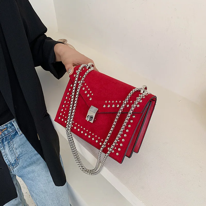 Scrub Leather Brand Designer Shoulder Simple Bags for Women 2022 Chain Rivet Luxury Crossbody Bag Female Fashion Small Handbags 
Scrub Leather Brand Designer Shoulder Simple Bags for Women 2022 Chain Rivet Luxury Crossbody Bag Female Fashion Small Handbags