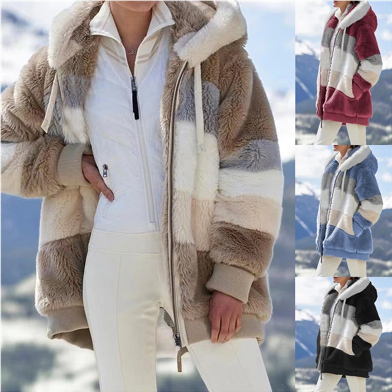 Winter Jacket Women 2022 Warm Faux Fur Coat Fashion Oversized Plush Overcoat Retro Patchwork Fleece Hooded Zipper Jackets Coat
Winter Jacket Women 2022 Warm Faux Fur Coat Fashion Oversized Plush Overcoat Retro Patchwork Fleece Hooded Zipper Jackets Coat