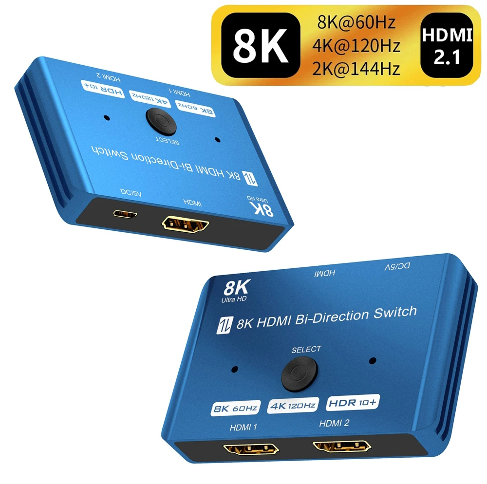 8K 2x1 Переключатель HDMI 2,1 двухсторонний двунаправленный переключатель HDR10 4K @ 120 Гц HDMI переключатель 2x1 1x2 сплиттер для PS5 PS4 PS3 Xbox ПК на телевизор
8K 2x1 Переключатель HDMI 2,1 двухсторонний двунаправленный переключатель HDR10 4K @ 120 Гц HDMI переключатель 2x1 1x2 сплиттер для PS5 PS4 PS3 Xbox ПК на телевизор