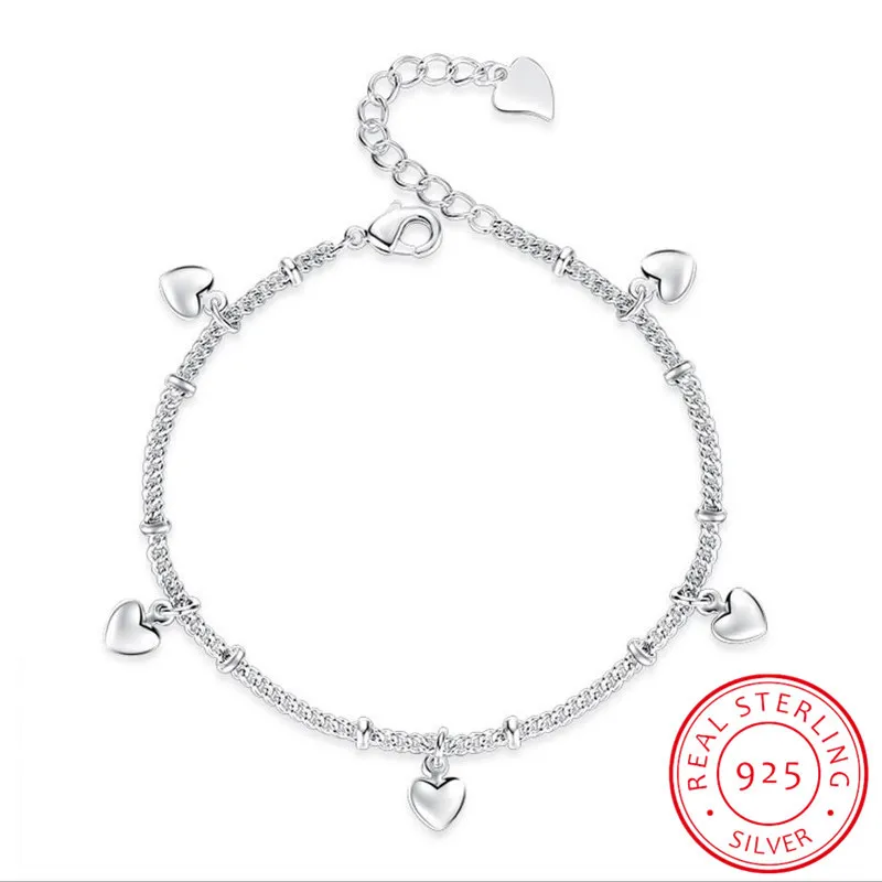 925 Sterling Silver Bracelets For Women Five Love Heart Charm Silver Chain Bracelet pulseira Gift Wedding Lucky Fine Jewelry
925 Sterling Silver Bracelets For Women Five Love Heart Charm Silver Chain Bracelet pulseira Gift Wedding Lucky Fine Jewelry