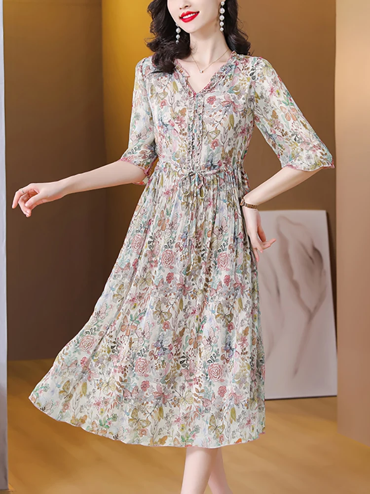 Women Floral Chiffon Casual Beach Long Dress Summer Fashion Flare Sleeve Ruffled V-Neck Dress 2023Korean Elegant Luxury Vestidos
Women Floral Chiffon Casual Beach Long Dress Summer Fashion Flare Sleeve Ruffled V-Neck Dress 2023Korean Elegant Luxury Vestidos
