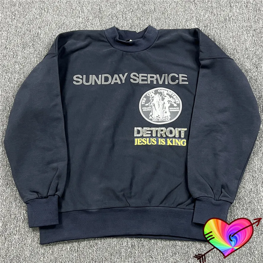 

Sunday Service Tour Crew Neck Jesus Is King Sweatshirts Men Women Detroit City Badge Kanye West Hoodie 2022 Ye Sweatshirts