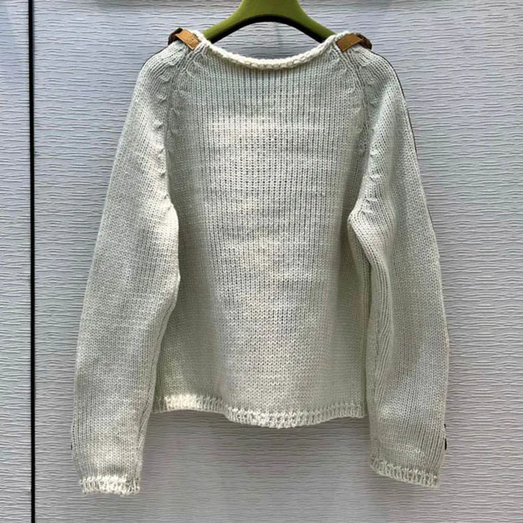 High-end 100% Wool Pullover Sweaters for Women Top Quality Buckle Shoulder Design Long Sleeve Pullover Sweaters Lady Spring 2022
High-end 100% Wool Pullover Sweaters for Women Top Quality Buckle Shoulder Design Long Sleeve Pullover Sweaters Lady Spring 2022