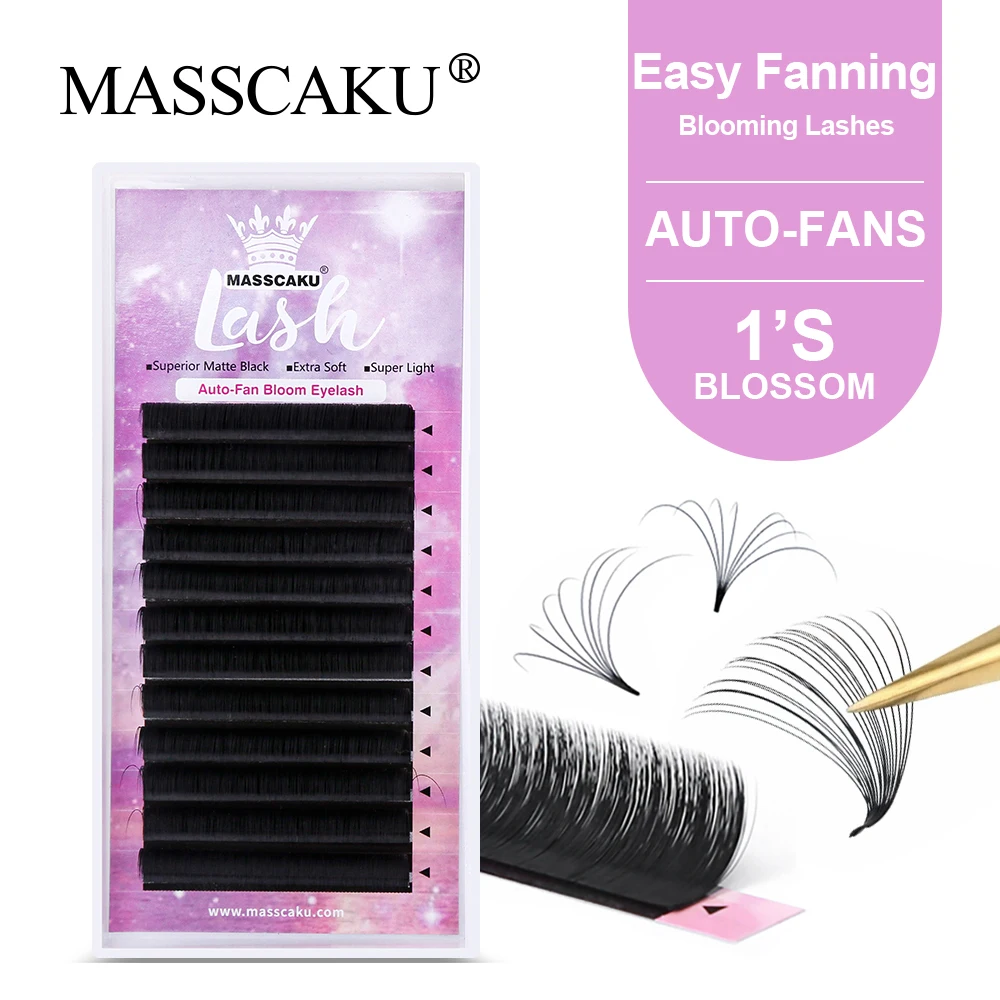 

MASSCAKU Easy Fan Faux Mink Eyelash Extension Fast Bloom Flowering Self-Making Volume Soft Natural Makeup Beauty False Eyelashes
